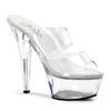 Pleaser - KISS202 Slide sandal heels - Pole dance shoes - Transparent/Silver coloured Product image